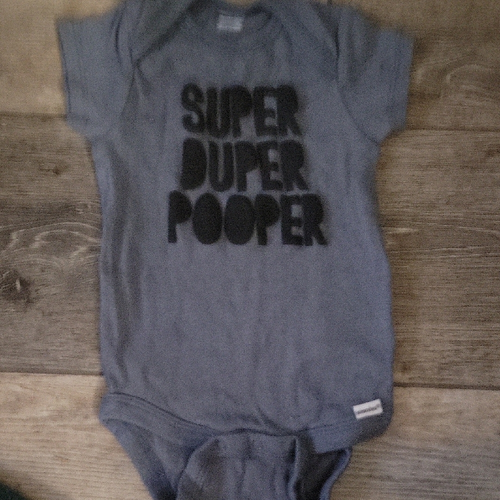 Super Duper Pooper Grey Baby Onesie
